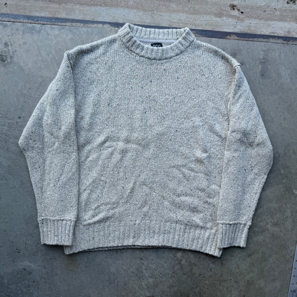 BDG Urban Outfitters Mens Large Oatmeal Beige Speckled Knit Crewneck Sweater